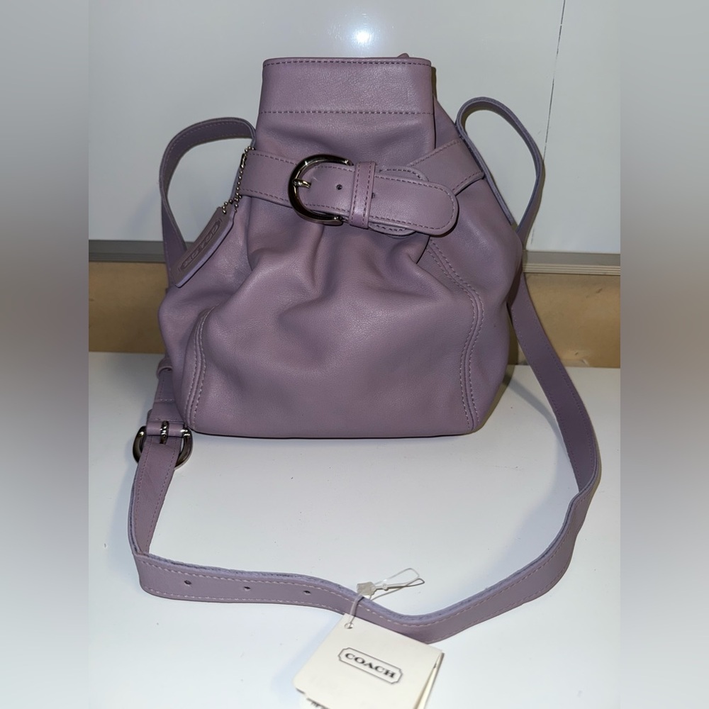 Coach Lavender Leather Drawstring Crossbody Bag